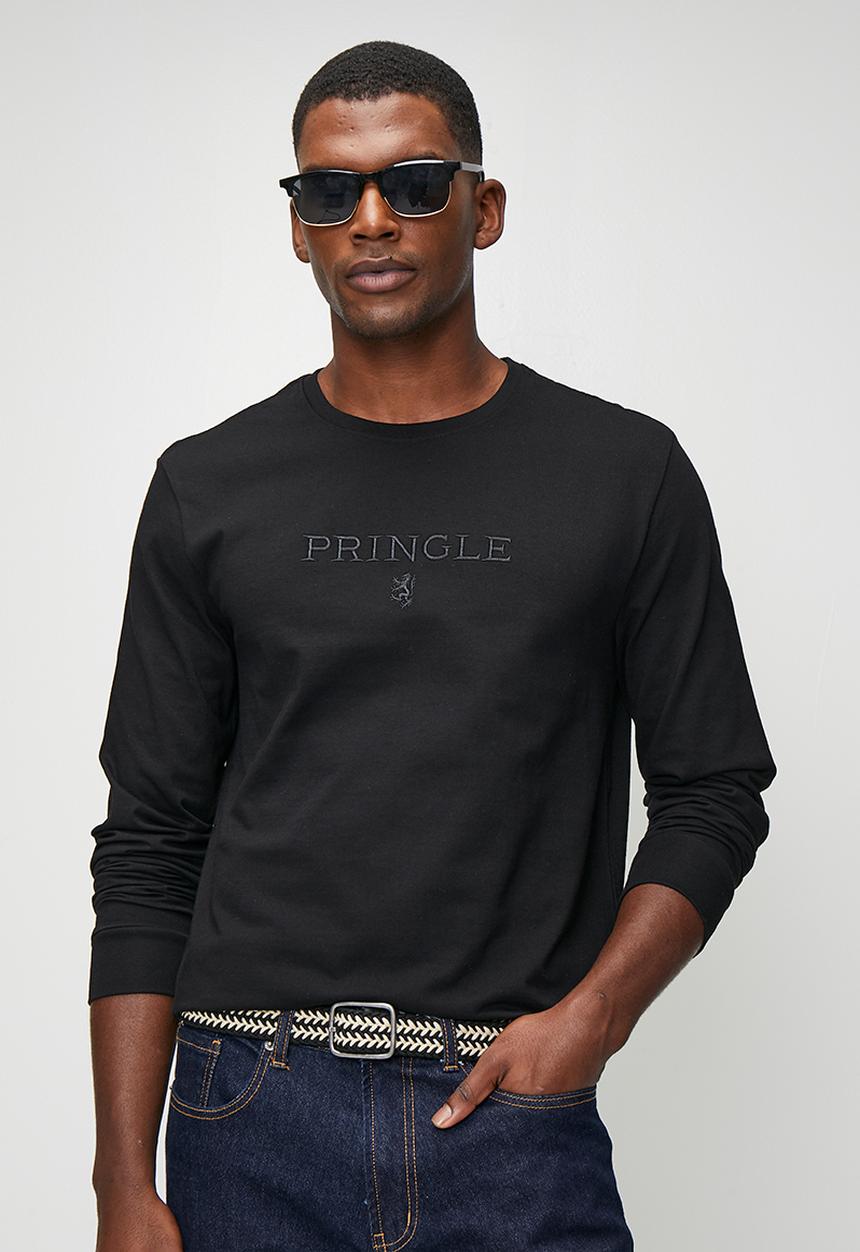 Pringle of Scotland - Ethan Embroidery Long Sleeve T-shirt - Black