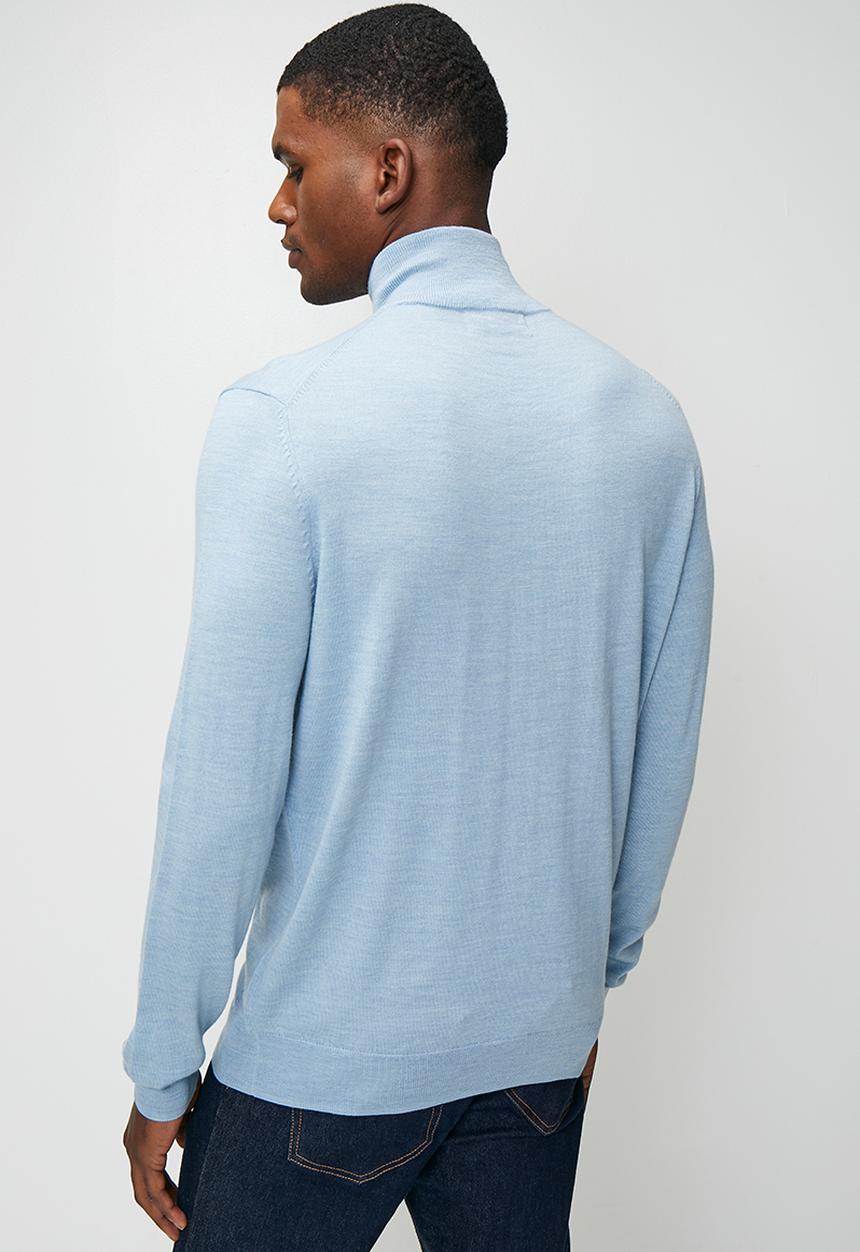 Pringle of Scotland - Ernie 1/4 Zip Merino Knitwear - Light Blue