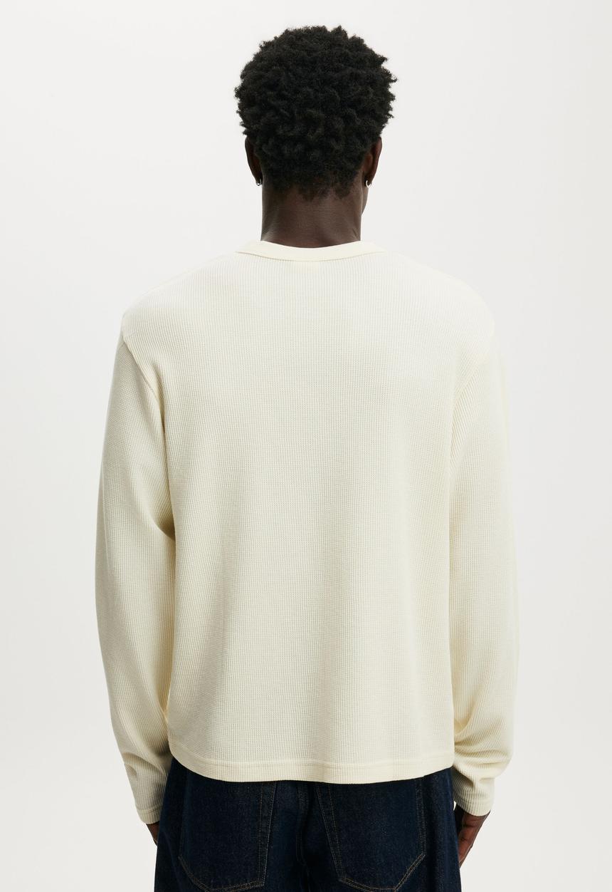 Cotton On - Cropped Fit Textured Long Sleeve - Creampuff Waffle