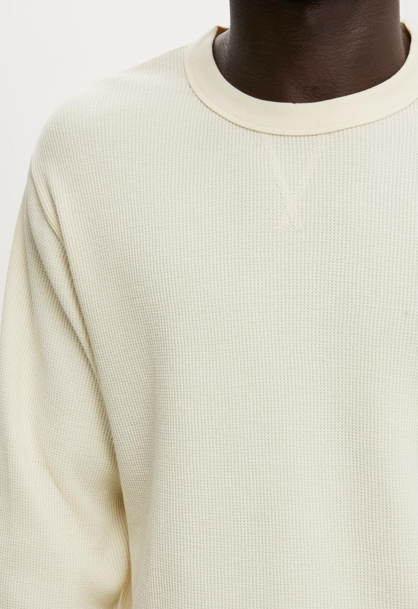 Cotton On - Cropped Fit Textured Long Sleeve - Creampuff Waffle