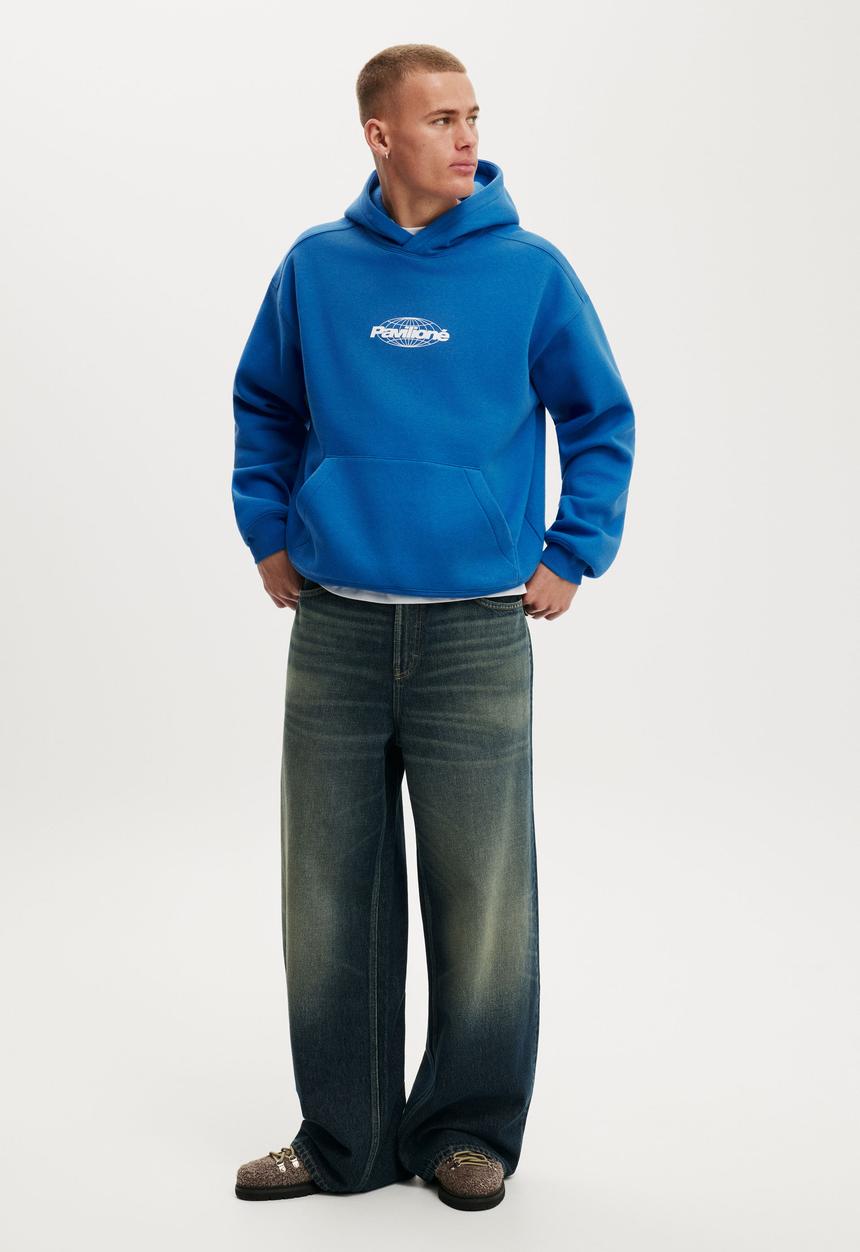 Cotton On - Box Fit Graphic Hoodie - Carolina Blue/Pavilione