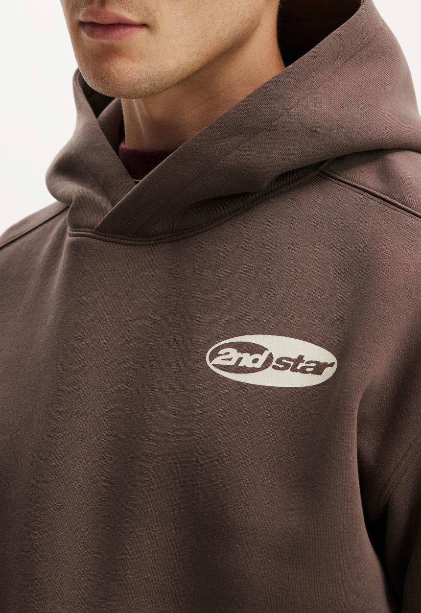 Box Fit Graphic Hoodie - Washed Chocolate / 2Nd Star