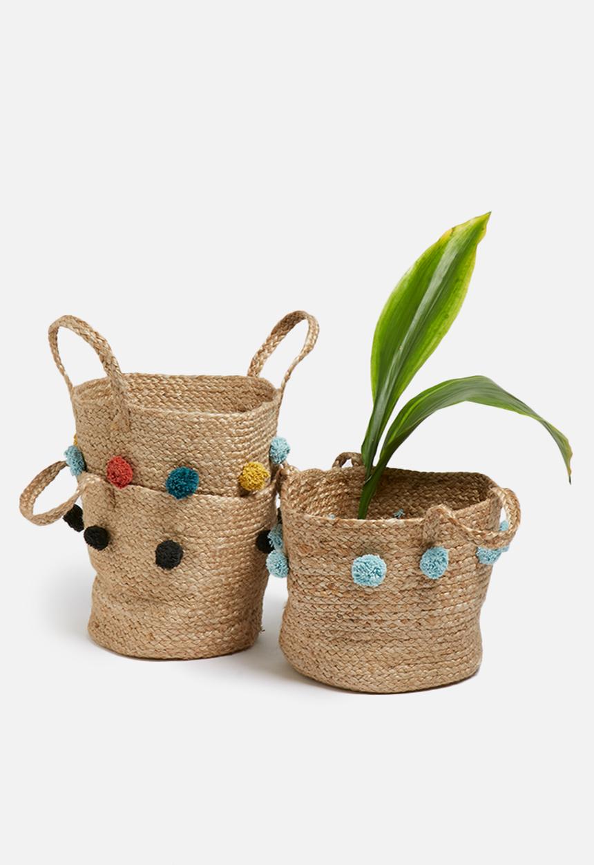Sixth Floor - Jute pom pom basket