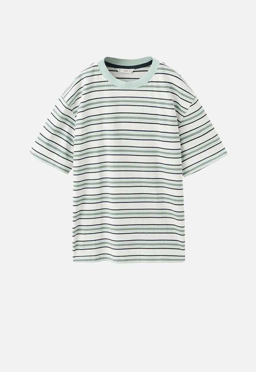 MANGO - T-Shirt MSTRIPE - Turquoise / Aqua