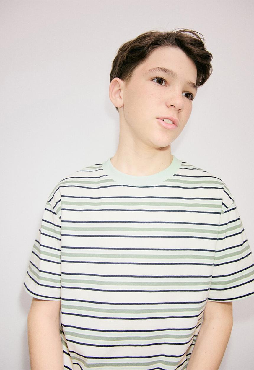 MANGO - T-Shirt MSTRIPE - Turquoise / Aqua