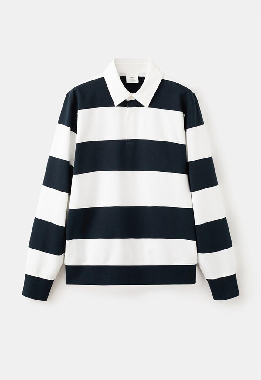 MANGO - Rugby Striped Sweatshirt Peter - White