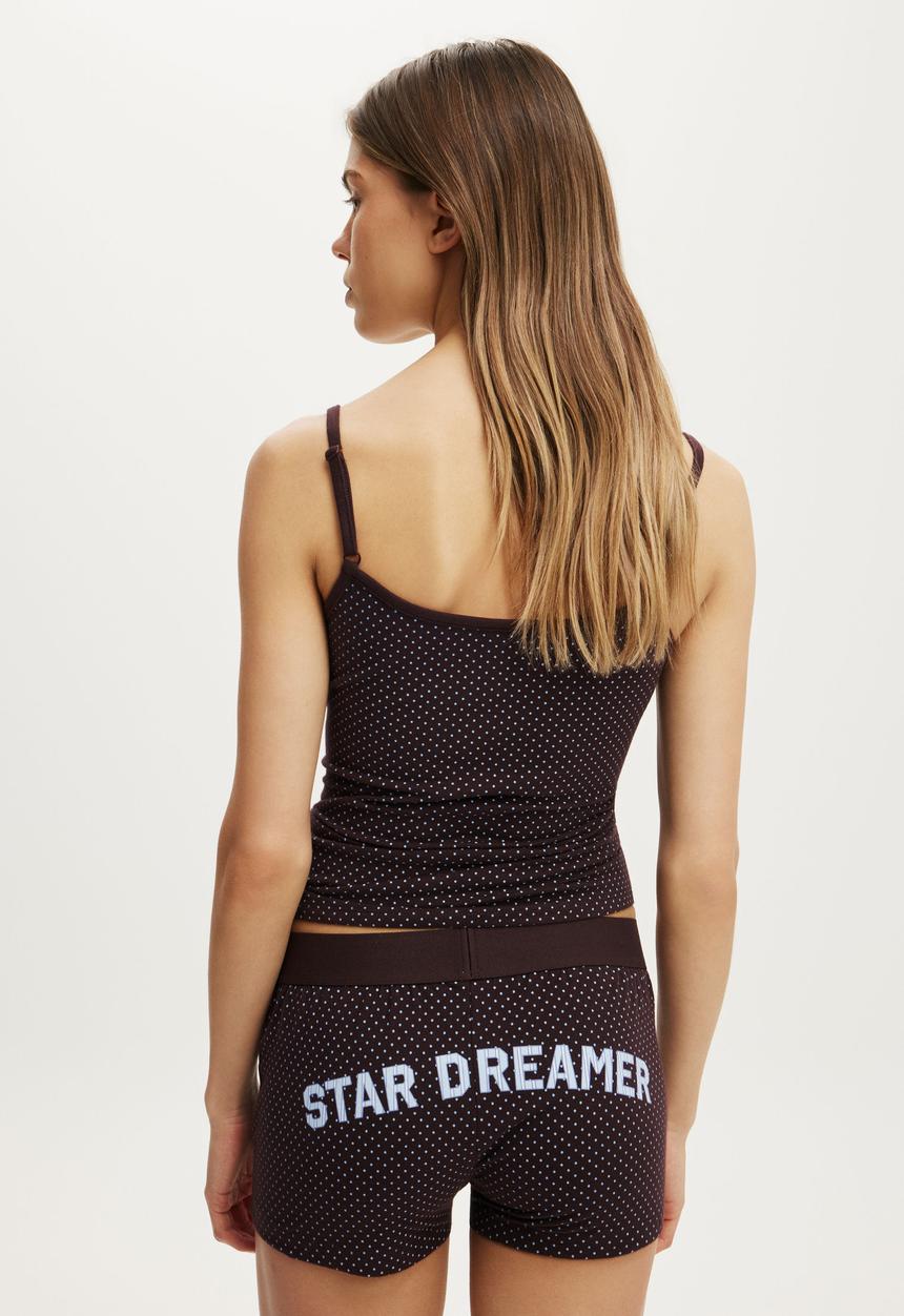 Cotton On - Dreamy soft boyshort - mini polka dot choc plum