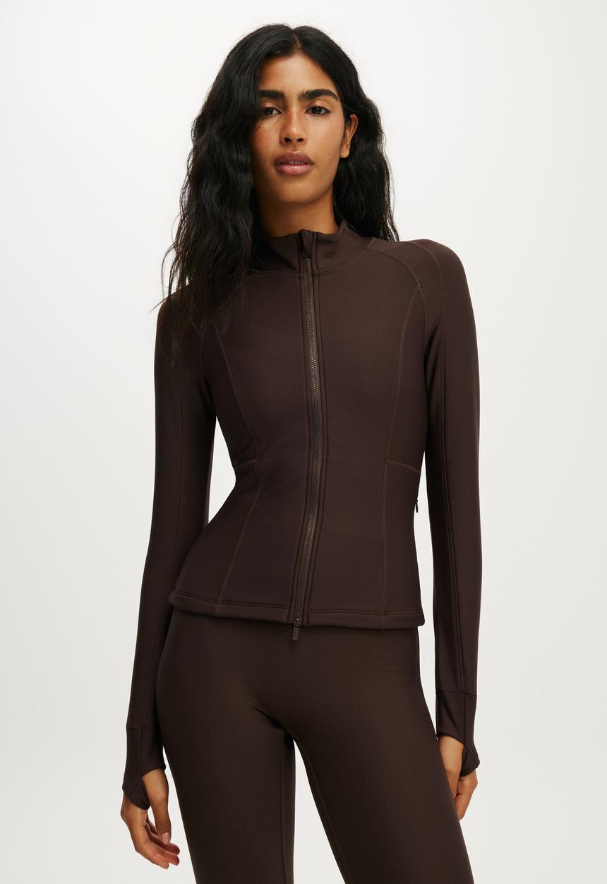 Cotton On - Fleece Lined Zip Thru Long Sleeve - French Roast