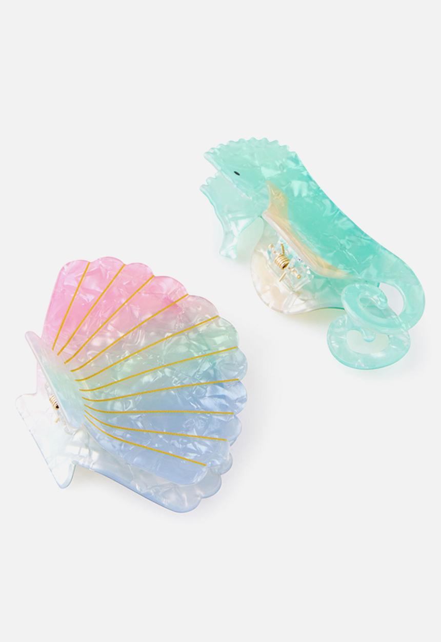 Cotton On - 2 Pack Claudia Claw Clip - Seahorse/Shell