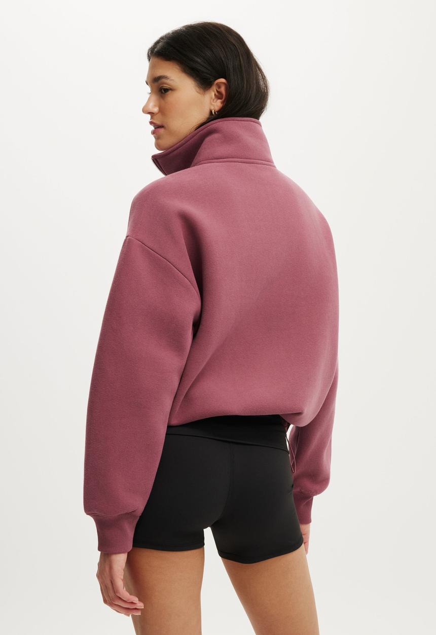 Plush Half Zip Sweatshirt - Dusty Rose