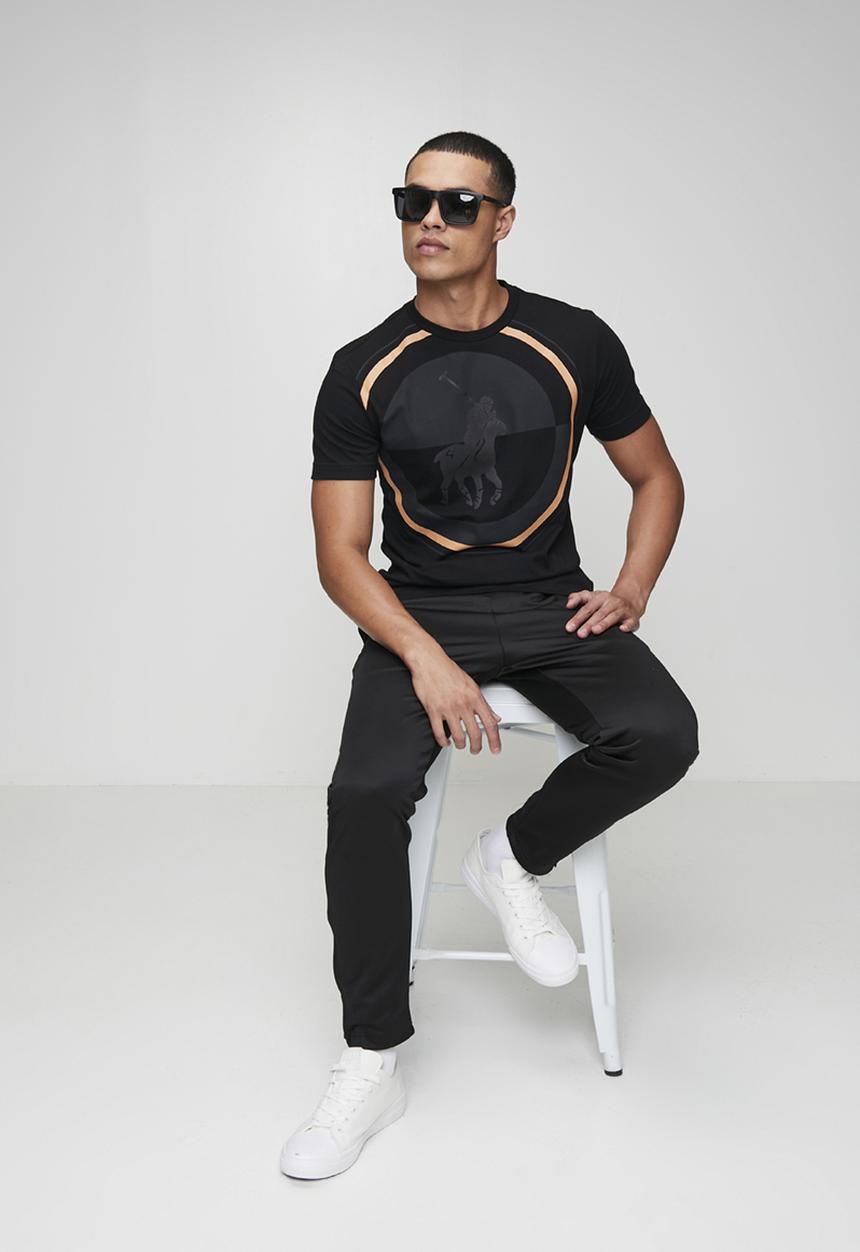 POLO - Damoyi Sport Short sleeve Flock Tee - Black