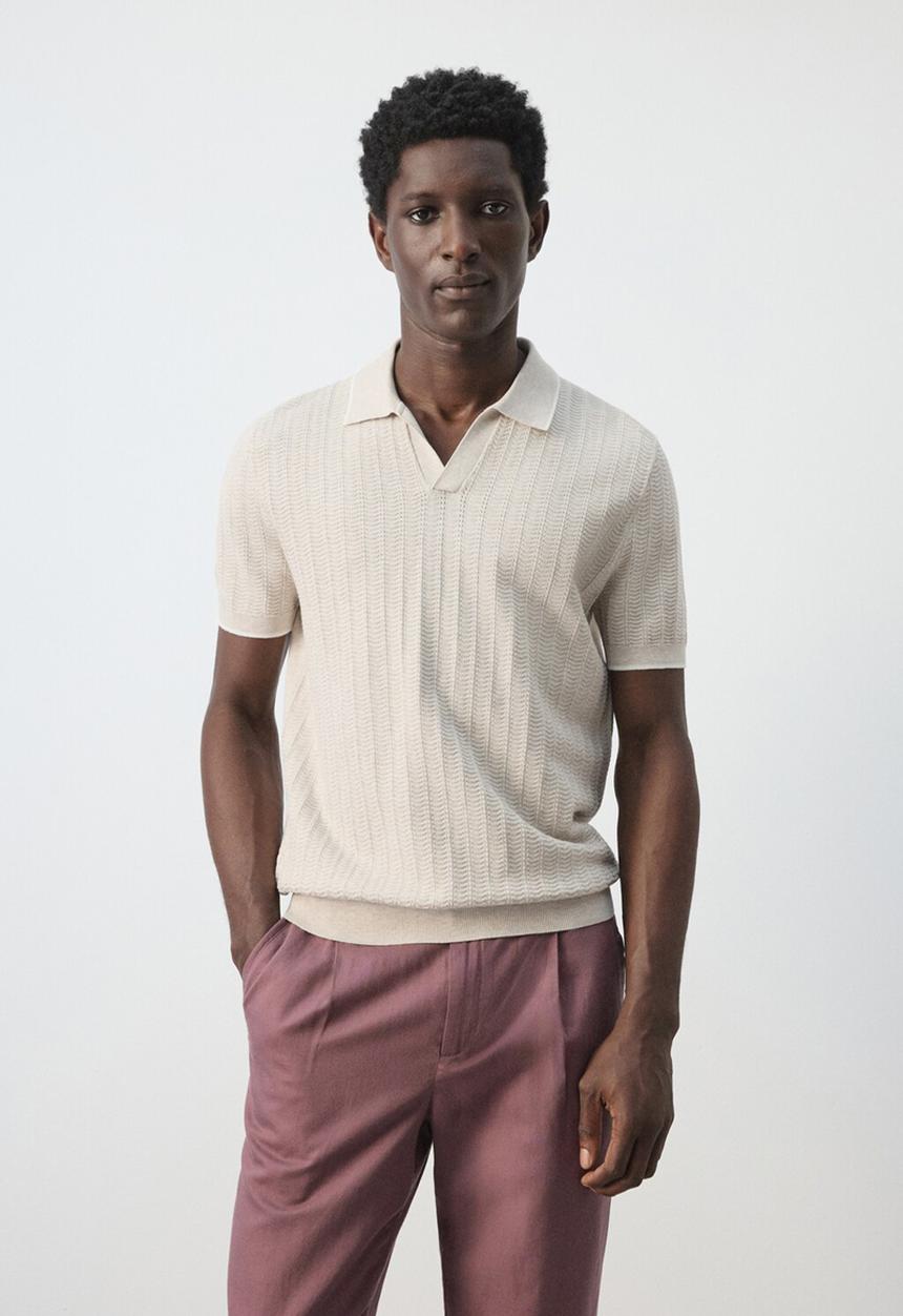 MANGO - Polo Shirt Tip - Sand