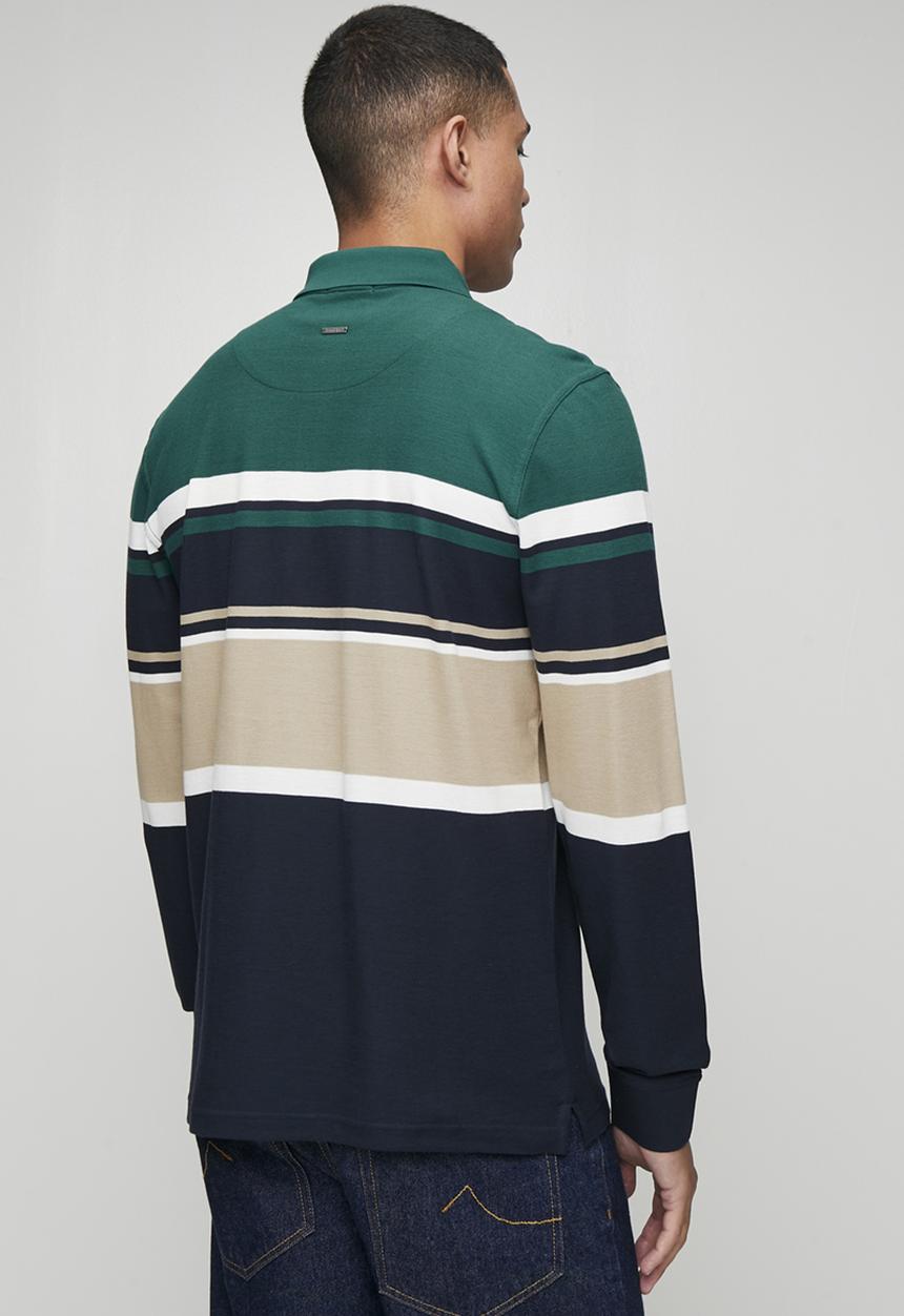 POLO - Tilston Pique Stripe Long sleeve Golfer - Green