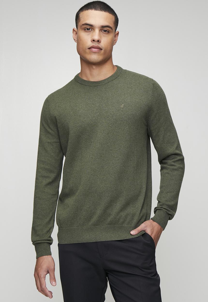 POLO - Luke Essential Cotton Crew Long sleeve Knitwear - Fatigue