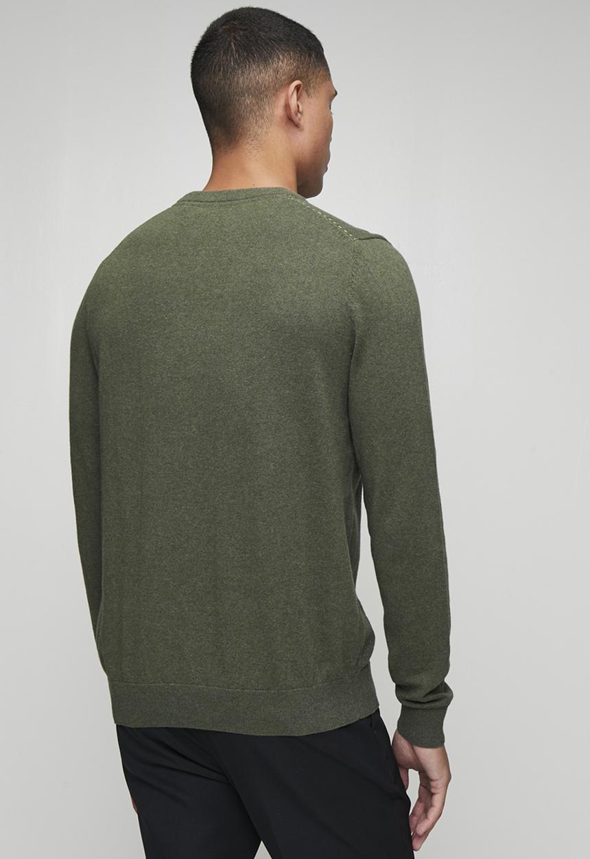 POLO - Luke Essential Cotton Crew Long sleeve Knitwear - Fatigue