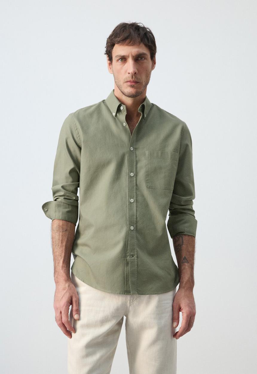 MANGO - Shirt Oxlir - Green
