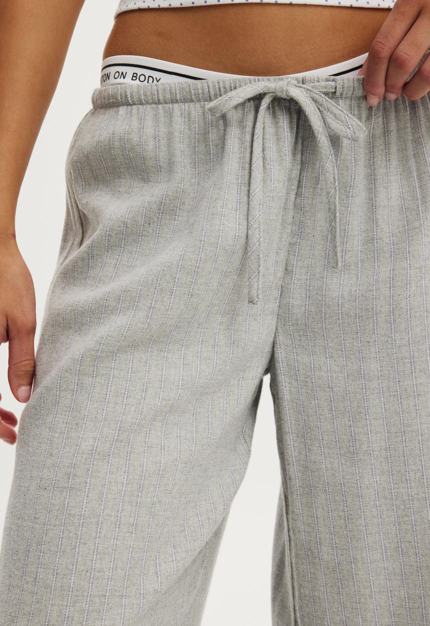Cotton On - Cosy soft flannel wide leg pant - gerry stripe grey marle