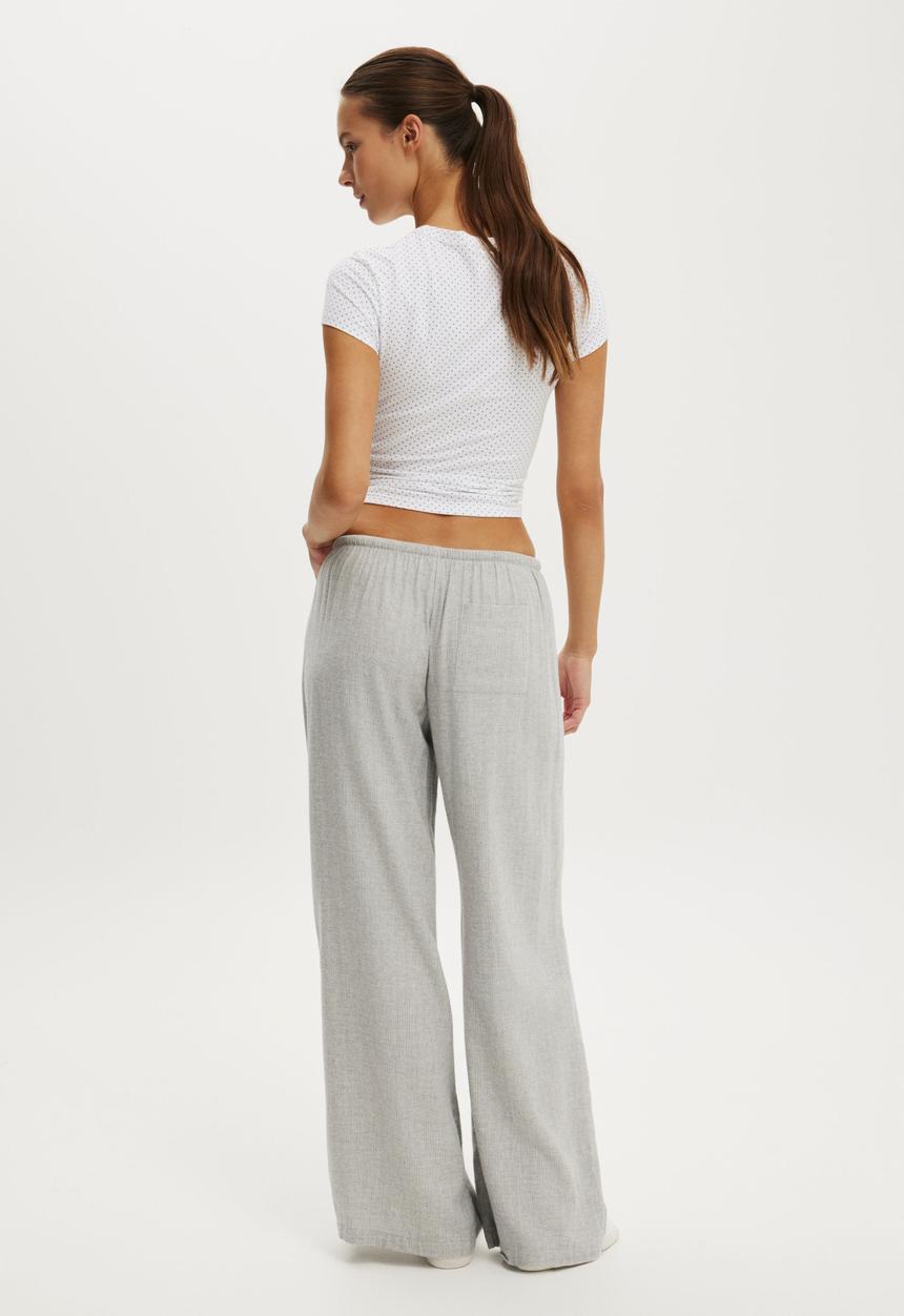 Cotton On - Cosy soft flannel wide leg pant - gerry stripe grey marle