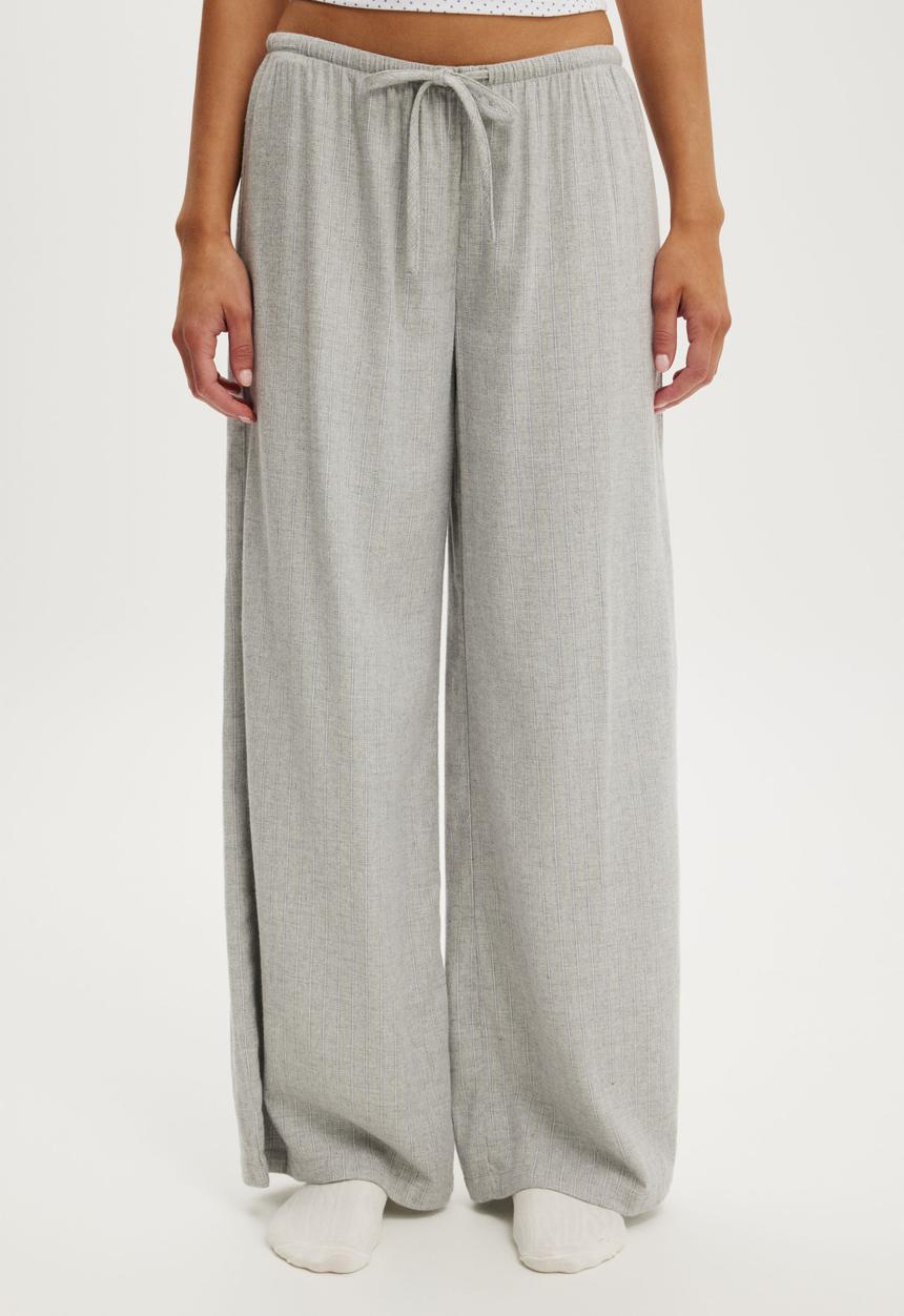 Cotton On - Cosy soft flannel wide leg pant - gerry stripe grey marle