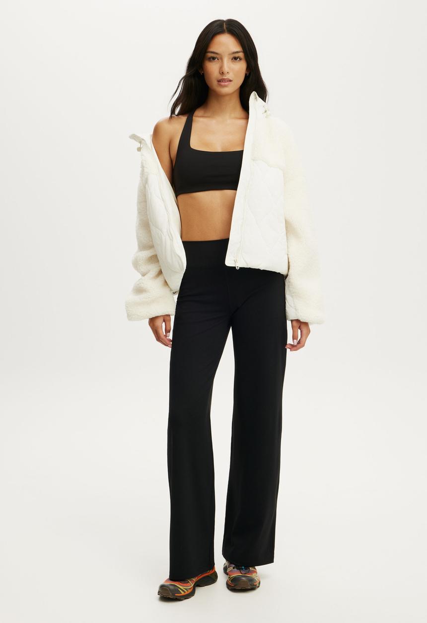Cotton On - Sherpa Quilted Hooded Jacket - Coconut Milk