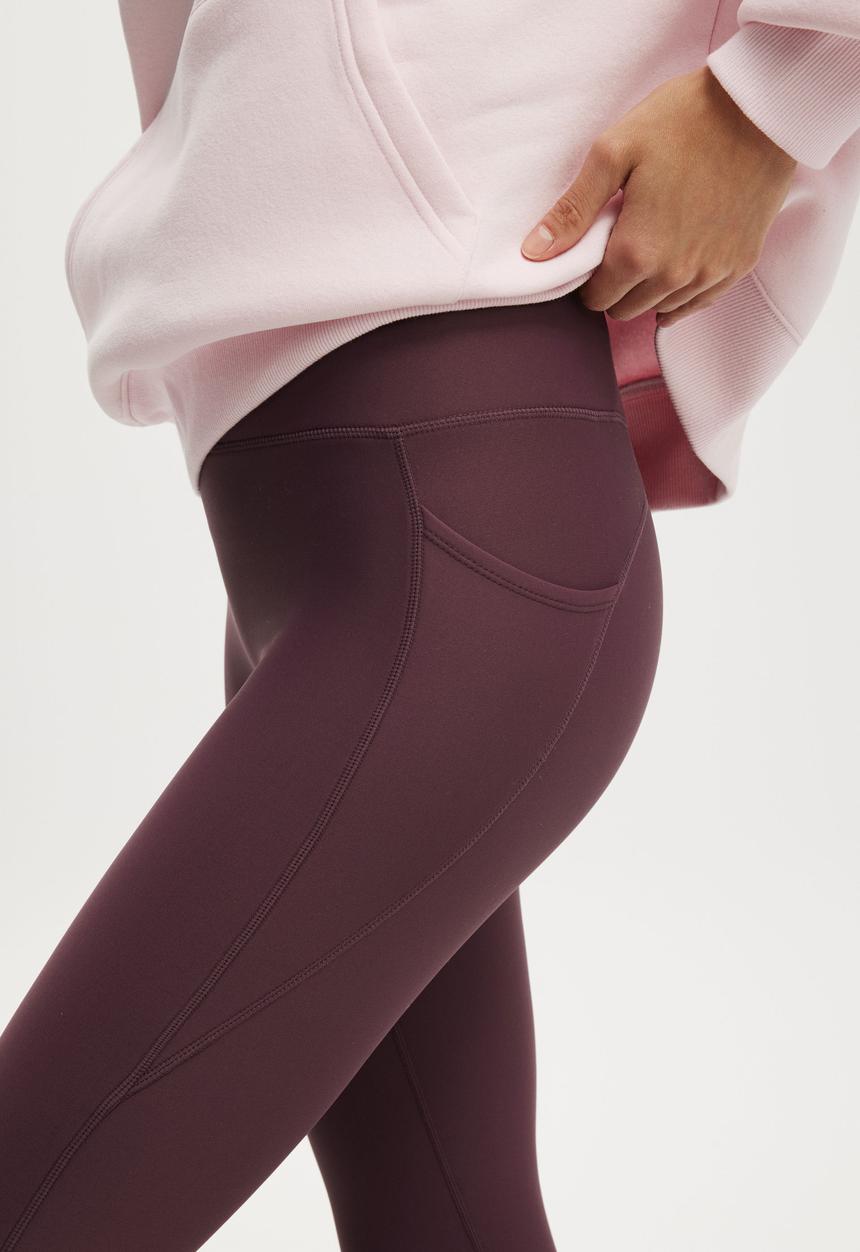 Cotton On - Fleece Lined Active Full Length Tight - Choc Plum