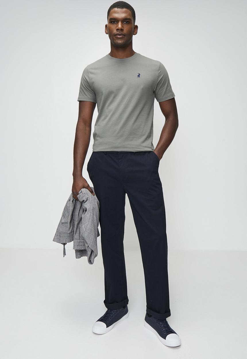 POLO - Jensen Rubber Badge Ss Tee - Charcoal Melange