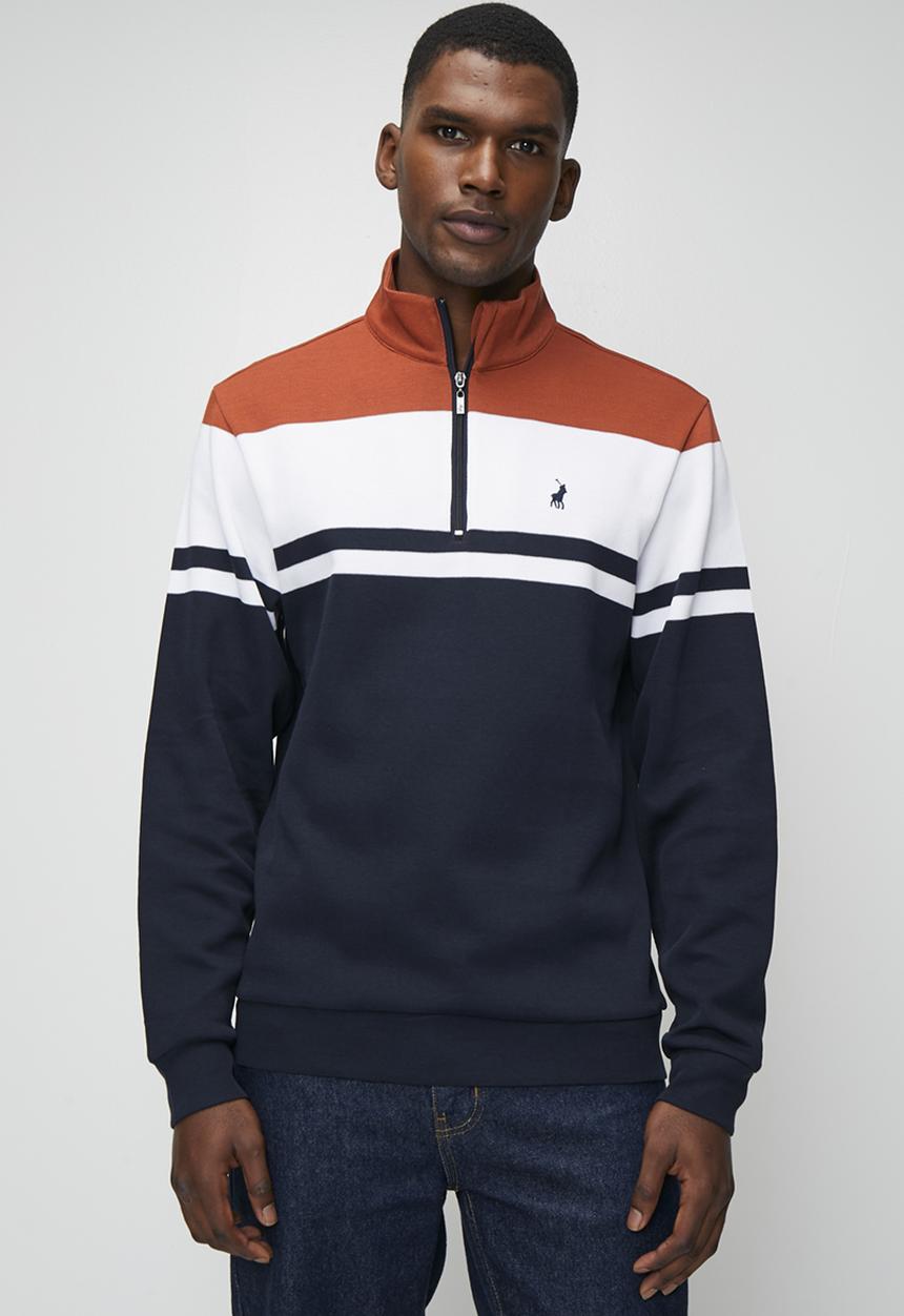 POLO - Harrison Colourblock Ls Sweater - Navy & Red