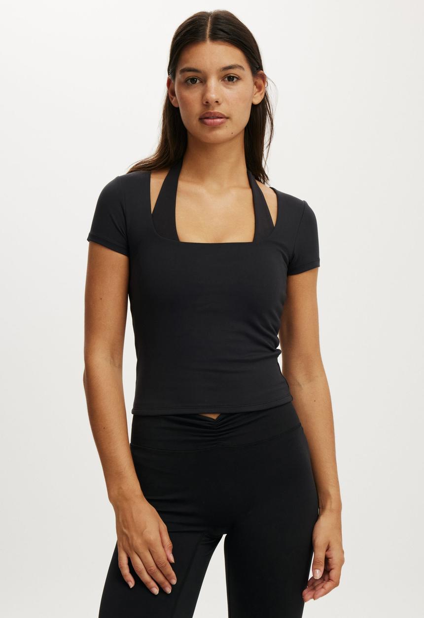 Cotton On - Ultra Soft Square Neck Fitted T-shirt - Black