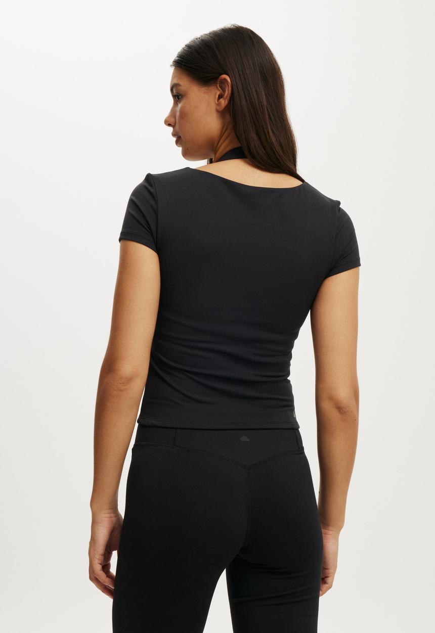 Cotton On - Ultra Soft Square Neck Fitted T-shirt - Black