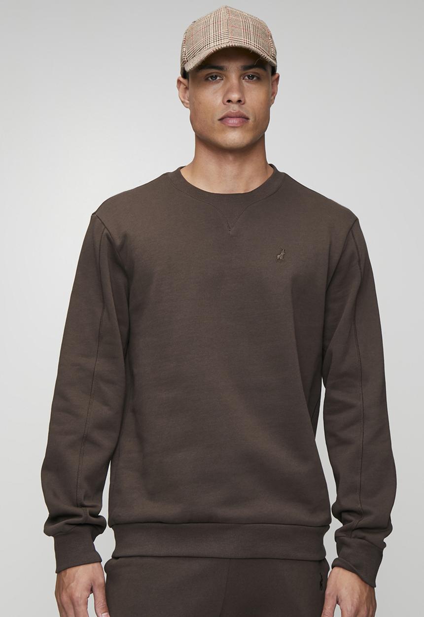POLO - Aakil Essential Fleece Sweater - Dark Brown