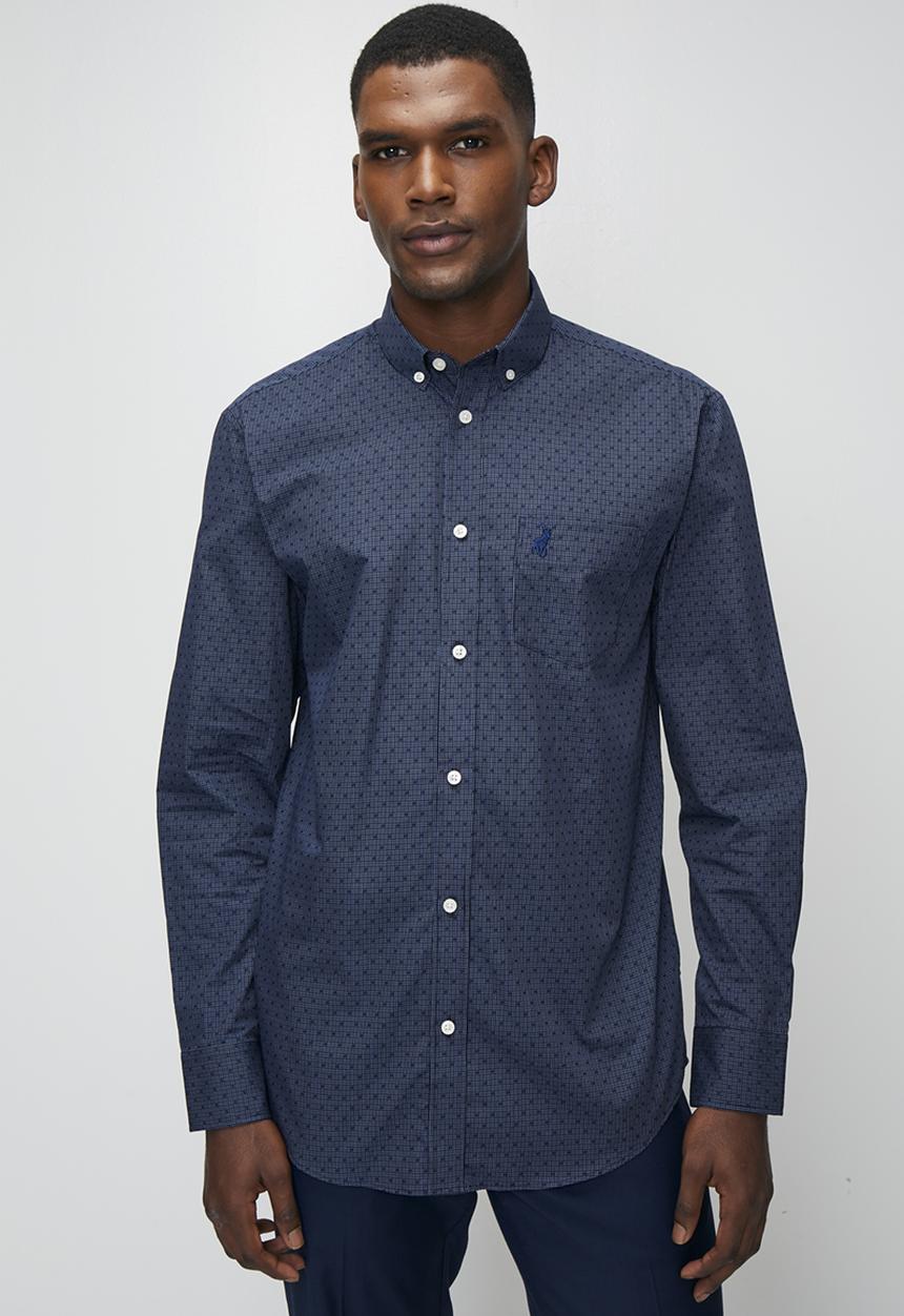 POLO - Varys Block Dobby Ls Shirt - Navy