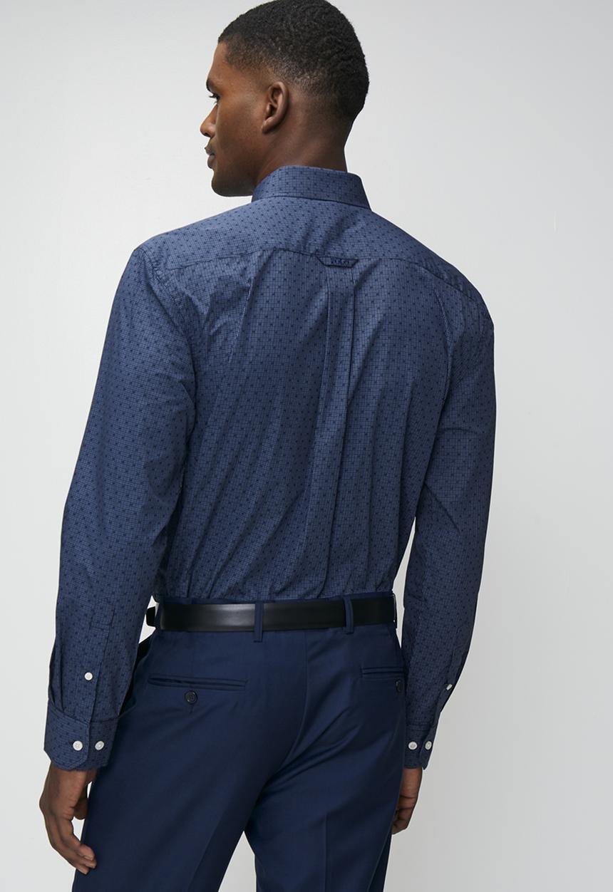 POLO - Varys Block Dobby Ls Shirt - Navy