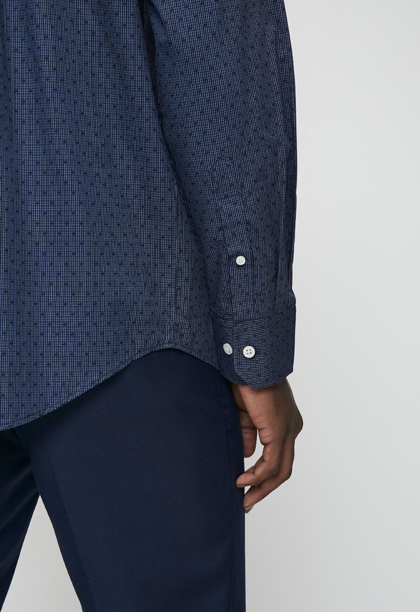 POLO - Varys Block Dobby Ls Shirt - Navy