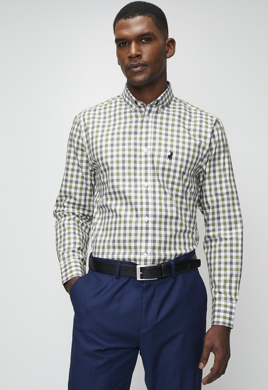 POLO - Wilson Ls Gingham Check Shirt - Fatigue
