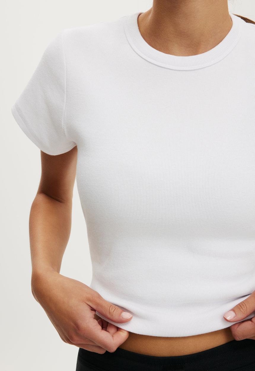 Cotton On - Active Rib Baby Tee - White