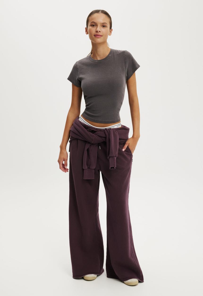 Cotton On - Active Rib Baby Tee - Washed Violet Grey