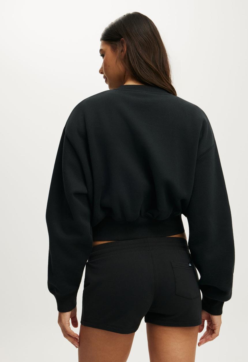 Cotton On - Plush Cropped Crew - Black