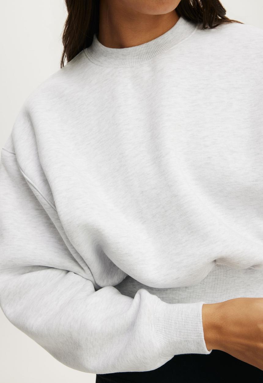 Cotton On - Plush Cropped Crew - Cloudy Grey Marle