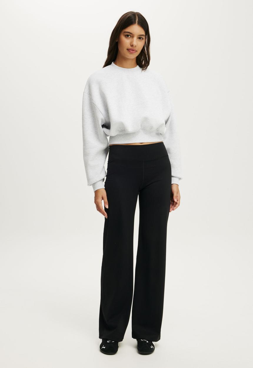 Cotton On - Plush Cropped Crew - Cloudy Grey Marle