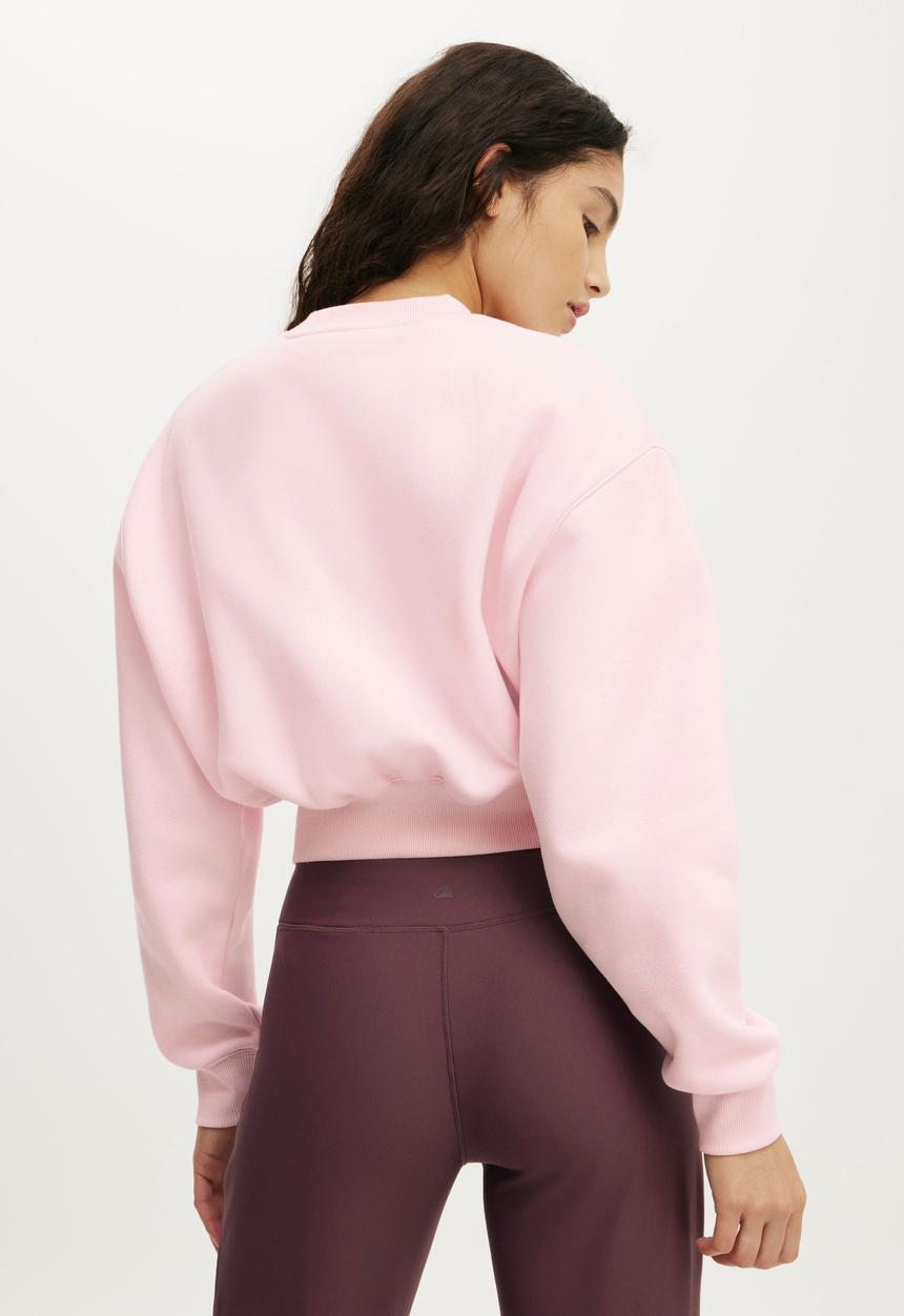Cotton On - Plush Cropped Crew - Cherry Dream