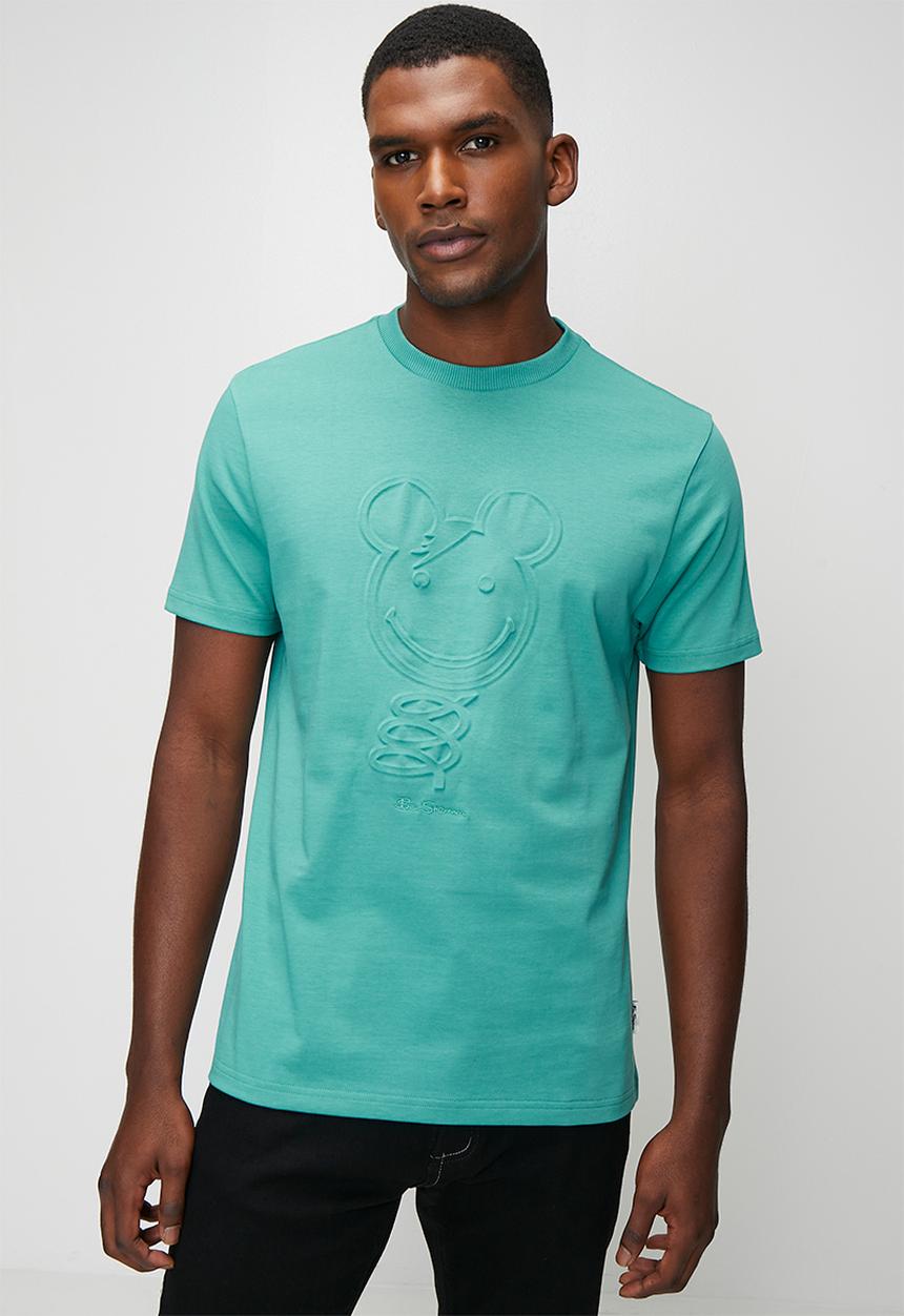 Ben Sherman - 3D Embossed Happy Bear 260g Tee Shirt - Aqua Teal