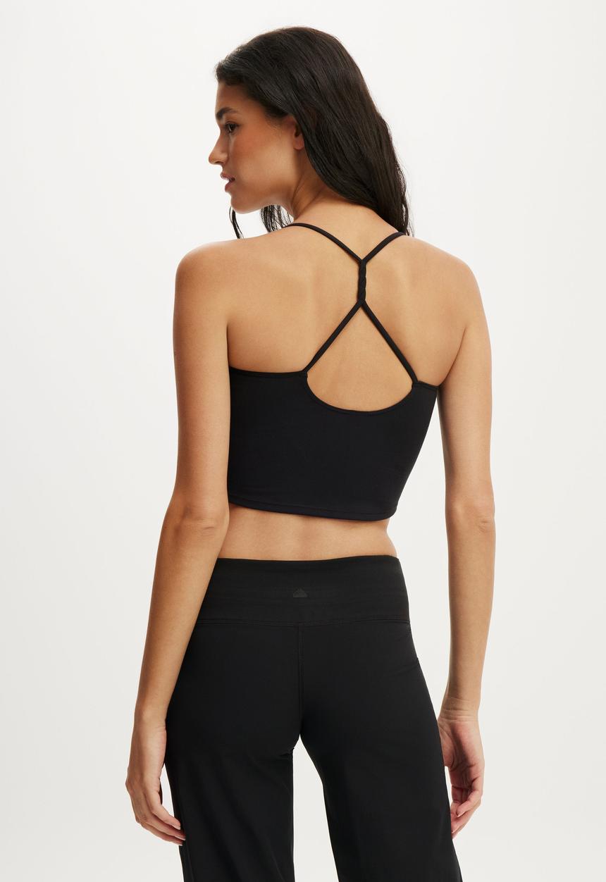 Cotton On - Ultra Soft Cropped Twist Back Tank - Black