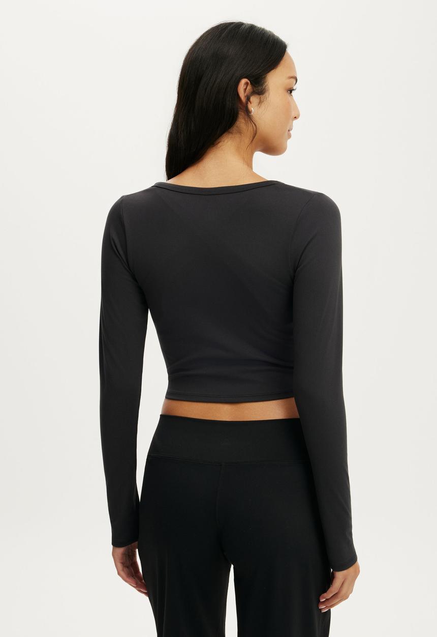 Cotton On - Ultra Soft Corset Long Sleeve - Black
