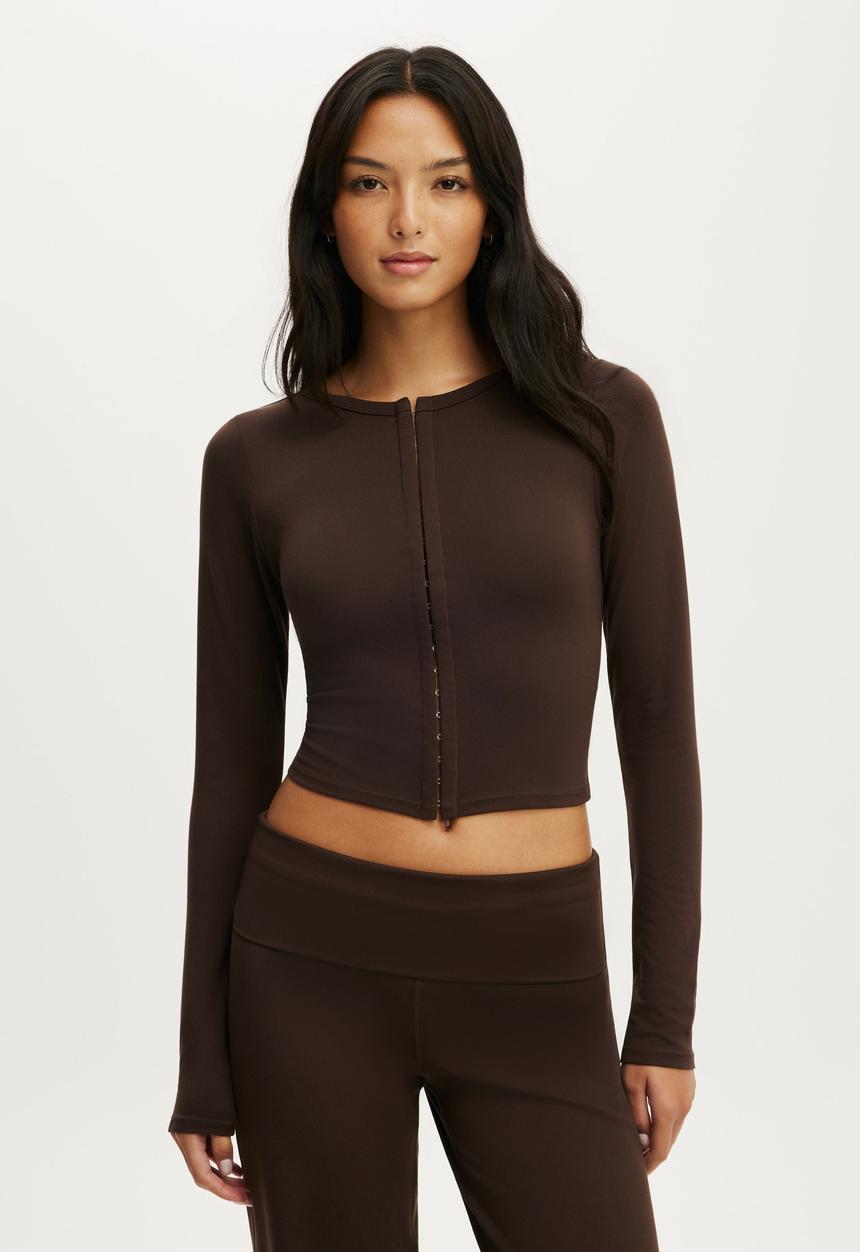 Cotton On - Ultra Soft Corset Long Sleeve - French Roast