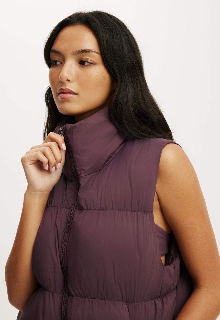 Cotton On - The Mother Puffer Vest - Choc Plum