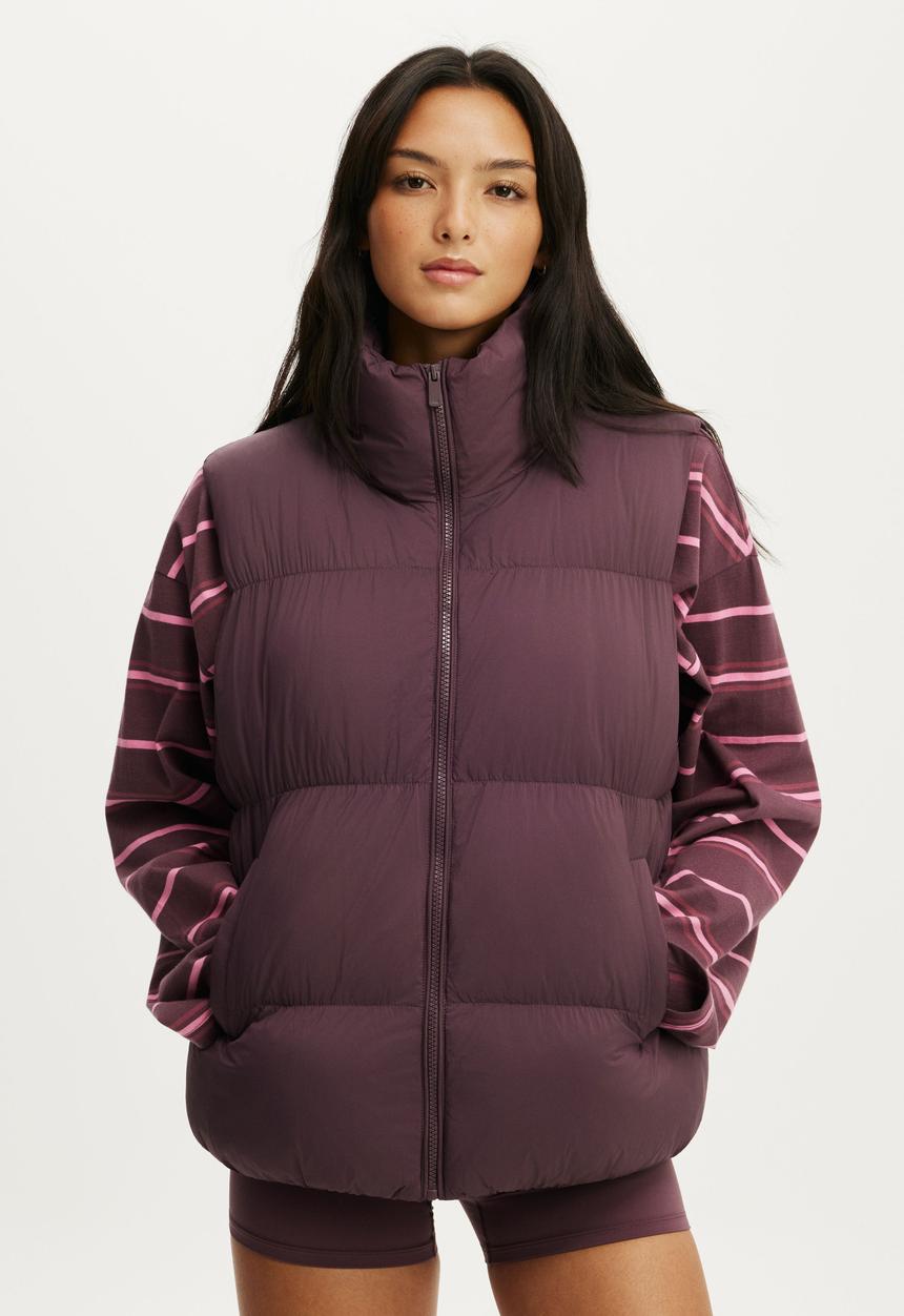 Cotton On - The Mother Puffer Vest - Choc Plum