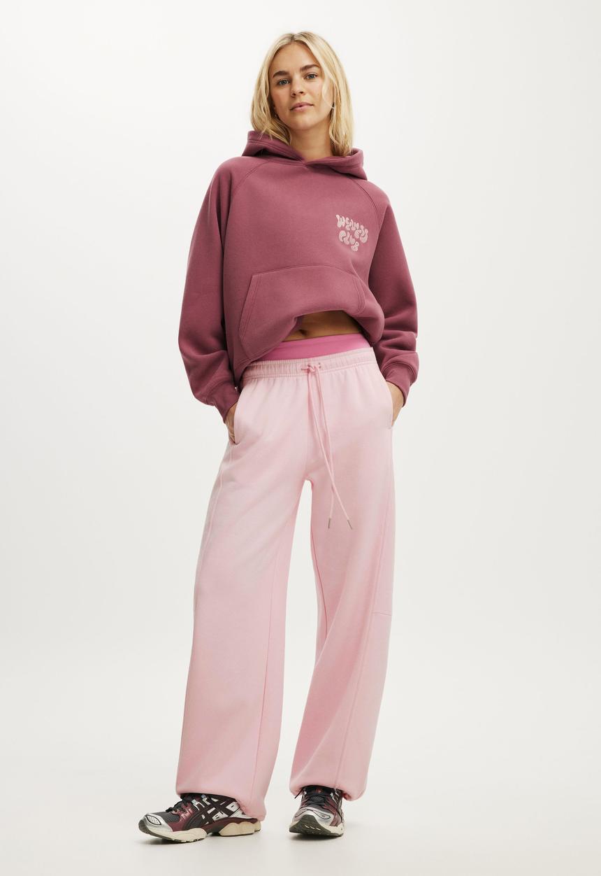 Cotton On - Plush Premium Graphic Raglan Hoodie - Dusty Rose/Bwc