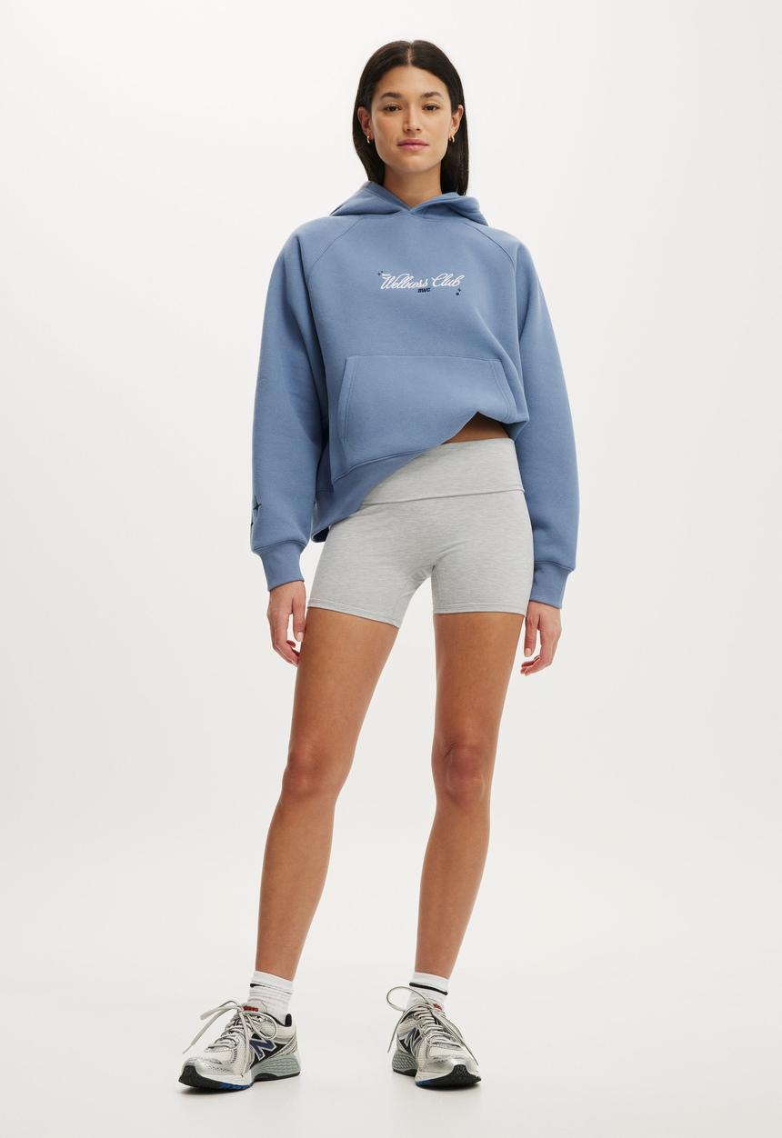 Cotton On - Plush Premium Graphic Raglan Hoodie - Infinity Blue/Celestial