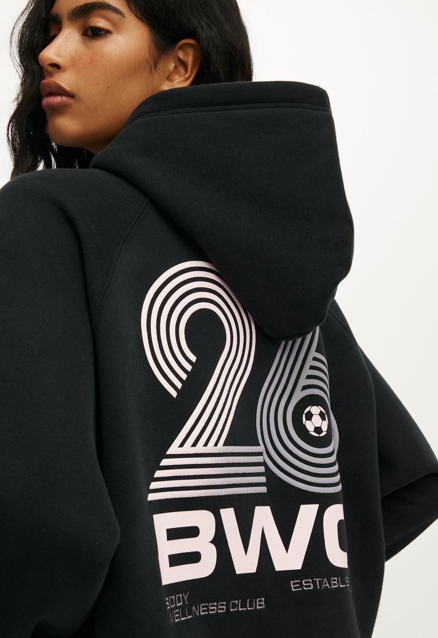 Cotton On - Plush Premium Graphic Raglan Hoodie - Black/Pitch Side