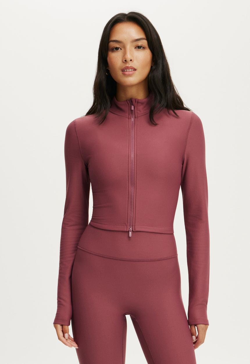 Cotton On - Active Fleece Lined Cropped Jacket - Dusty Rose
